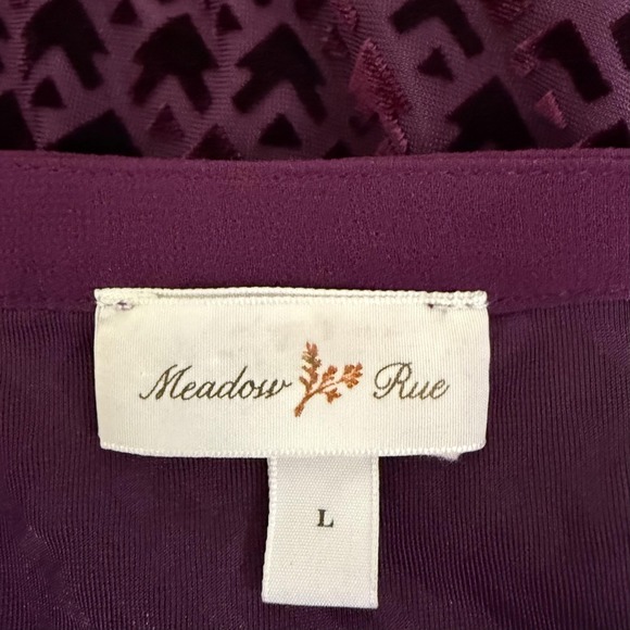 Anthropologie Meadow Rue Tunic Top Women's L Purple Boho Velvet Burnout Shirt - Picture 6 of 9